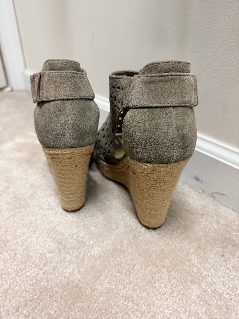 Marc Fisher Taupe Cutout Espadrille Wedge Sandals - Picture 2 of 5